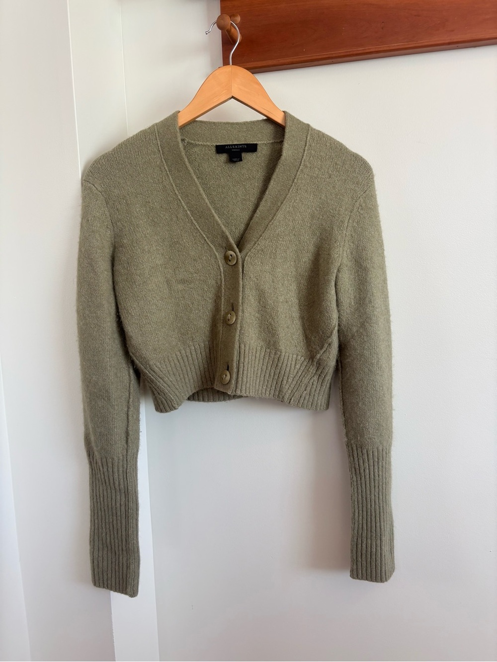 All Saints Alpaca cardigan- Olive Green